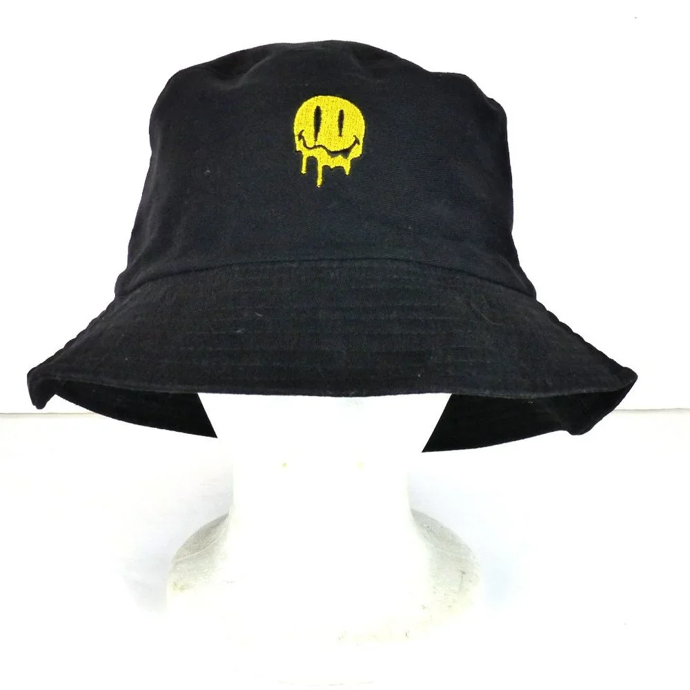 Eighty Eight Embroidered Melting Face Bucket Hat Adult One Size Black Reversible
